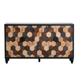 Distressed Honeycomb Pattern Engineered Wood Storage Cabinet - Omega Lifestyles