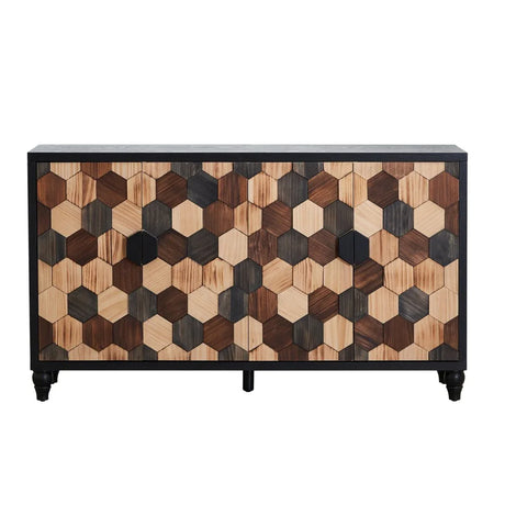 Distressed Honeycomb Pattern Engineered Wood Storage Cabinet - Omega Lifestyles