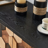 Distressed Honeycomb Pattern Engineered Wood Storage Cabinet - Omega Lifestyles