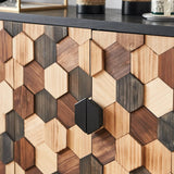 Distressed Honeycomb Pattern Engineered Wood Storage Cabinet - Omega Lifestyles