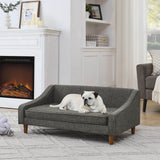 Durable Elevated Modern Linen Foam Dog Sofa Bed - Omega Lifestyles