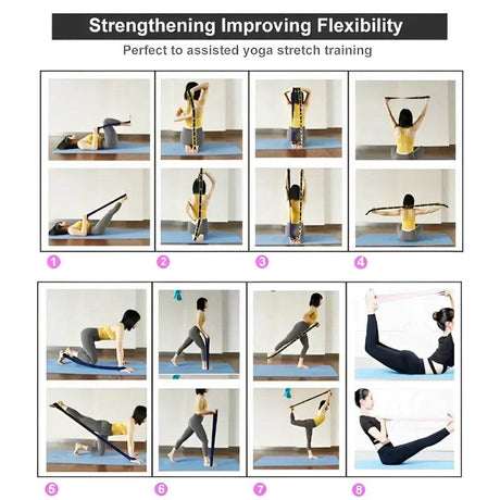 Elastic Yoga Resistance Stretching Belt With Loops - Sleep Galleria
