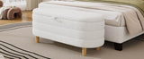 Elegant Upholstered Sherpa Fabric Storage Ottoman Bench - Omega Lifestyles
