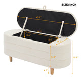 Elegant Upholstered Sherpa Fabric Storage Ottoman Bench - Omega Lifestyles