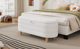 Elegant Upholstered Sherpa Fabric Storage Ottoman Bench - Omega Lifestyles