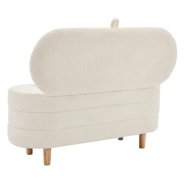 Elegant Upholstered Sherpa Fabric Storage Ottoman Bench - Omega Lifestyles