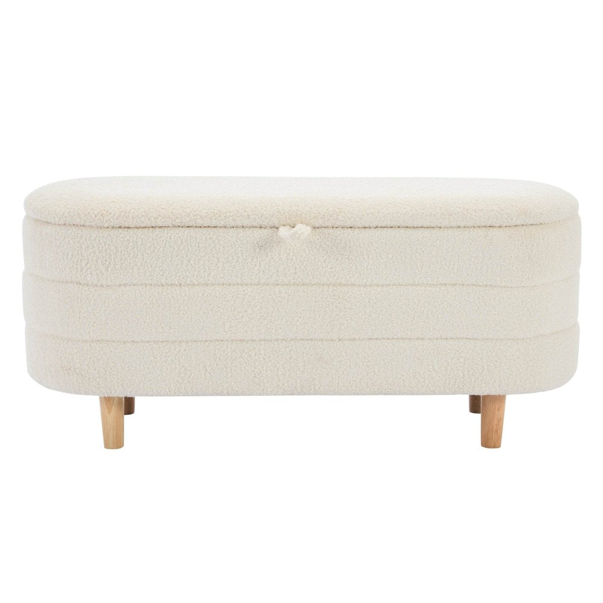 Elegant Upholstered Sherpa Fabric Storage Ottoman Bench - Omega Lifestyles