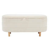 Elegant Upholstered Sherpa Fabric Storage Ottoman Bench - Omega Lifestyles