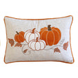 Embroidered Pumpkin Rust Polyester Lumbar Throw Pillow - Serenova - Omega Lifestyles