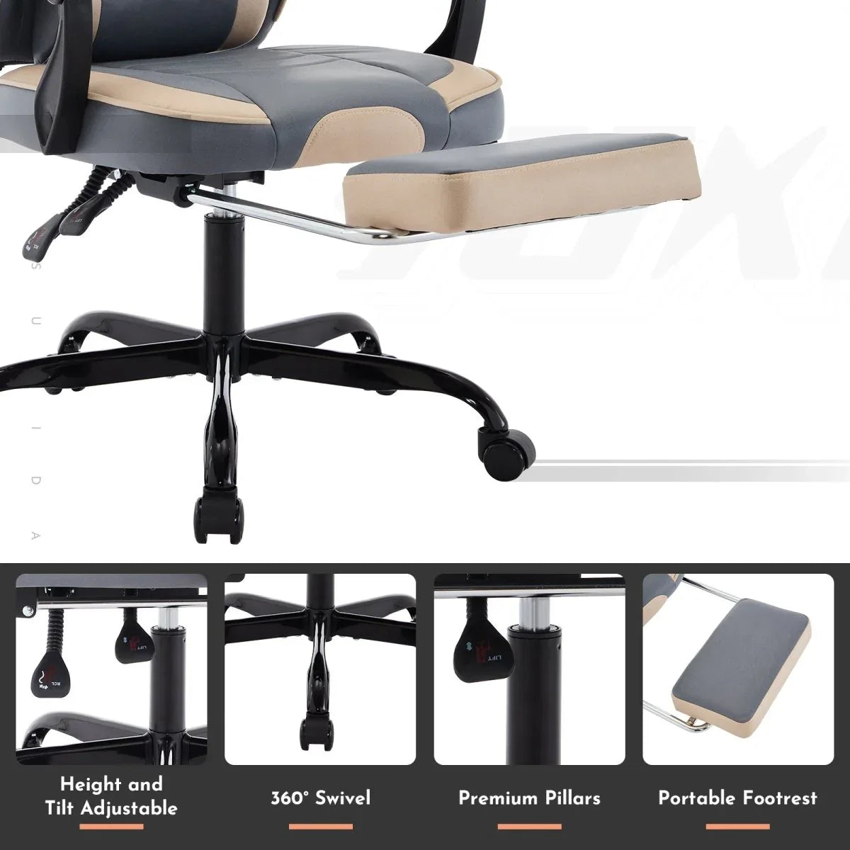 Ergonomic Leather Gaming Chair With Massage Lumbar Support - Omega Lifestyles