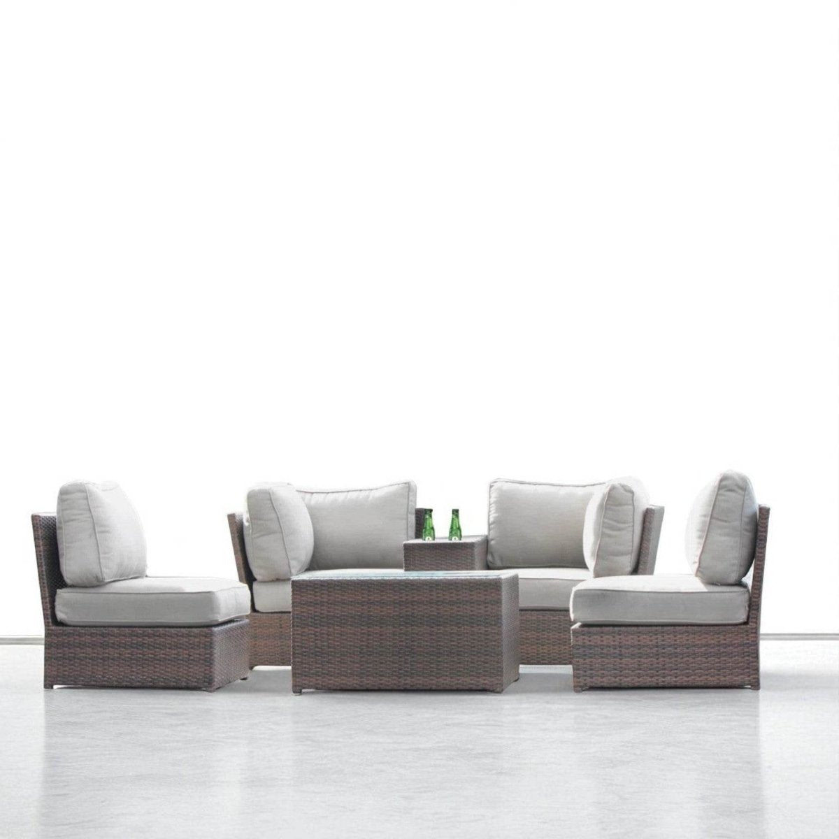 Espresso Weather - Resistant Wicker Outdoor Seating Set With Cushions - Serenova - Omega Lifestyles