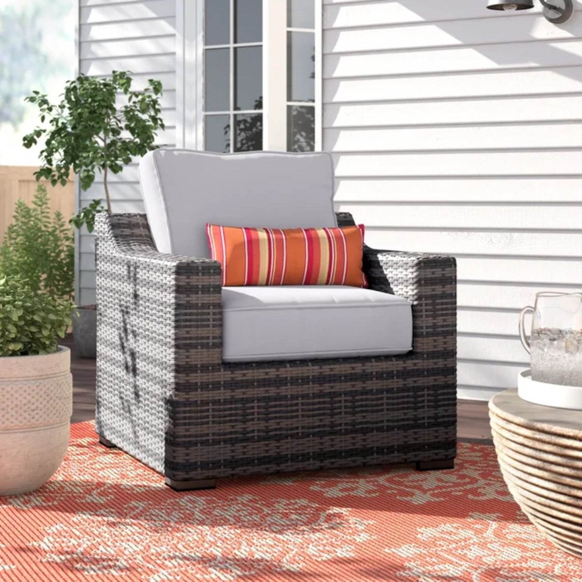 Espresso Wicker Outdoor Patio Armchair With Cushion - Serenova - Omega Lifestyles