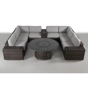 Espresso Wicker Outdoor Patio Seating Group With Fire Pit - Omega Lifestyles