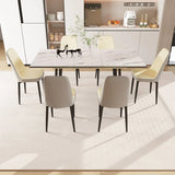 Expandable MDF Dining Table And Six PU Cushioned Chairs Set - Omega Lifestyles