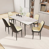 Expandable MDF Dining Table And Six PU Cushioned Chairs Set - Omega Lifestyles