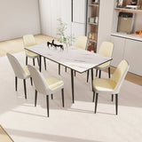 Expandable MDF Dining Table And Six PU Cushioned Chairs Set - Omega Lifestyles