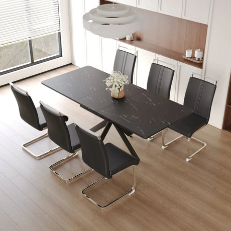 Expandable MDF Dining Table Set With Cushioned Chairs - Omega Lifestyles