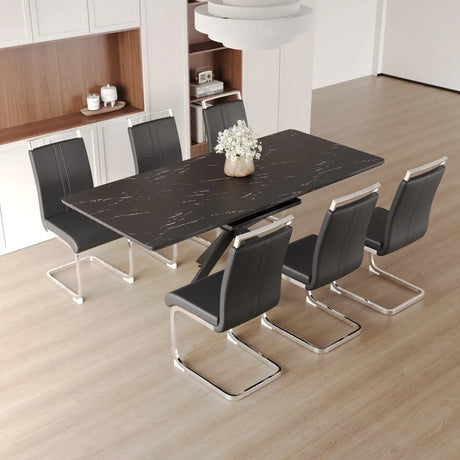 Expandable MDF Dining Table Set With Cushioned Chairs - Omega Lifestyles