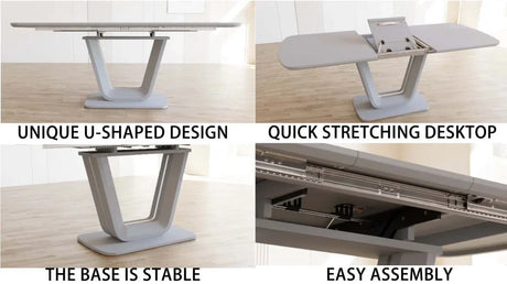 Expandable MDF Dining Table Set With Four Padded PU Chairs - Omega Lifestyles