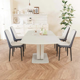 Expandable MDF Dining Table Set With Four Padded PU Chairs - Omega Lifestyles