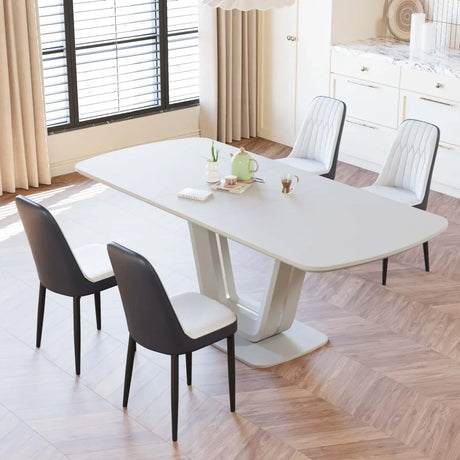 Expandable MDF Dining Table Set With Four Padded PU Chairs - Omega Lifestyles