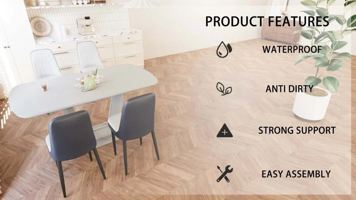 Expandable MDF Dining Table Set With Four Padded PU Chairs - Omega Lifestyles