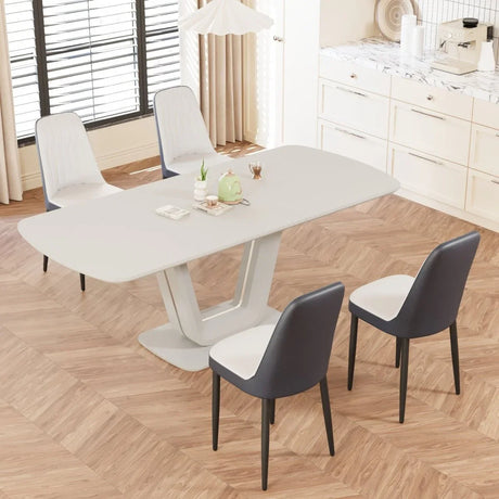 Expandable MDF Dining Table Set With Four Padded PU Chairs - Omega Lifestyles