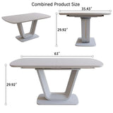 Expandable MDF Dining Table Set With Six Padded PU Chairs - Omega Lifestyles