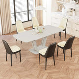 Expandable MDF Dining Table Set With Six Padded PU Chairs - Omega Lifestyles