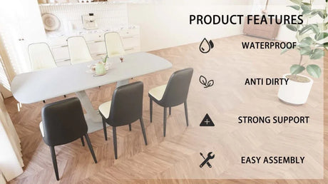 Expandable MDF Dining Table Set With Six Padded PU Chairs - Omega Lifestyles