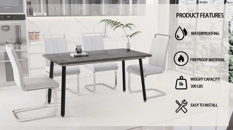 Expandable Modern Square Dining Table Set With Four Chairs - Omega Lifestyles