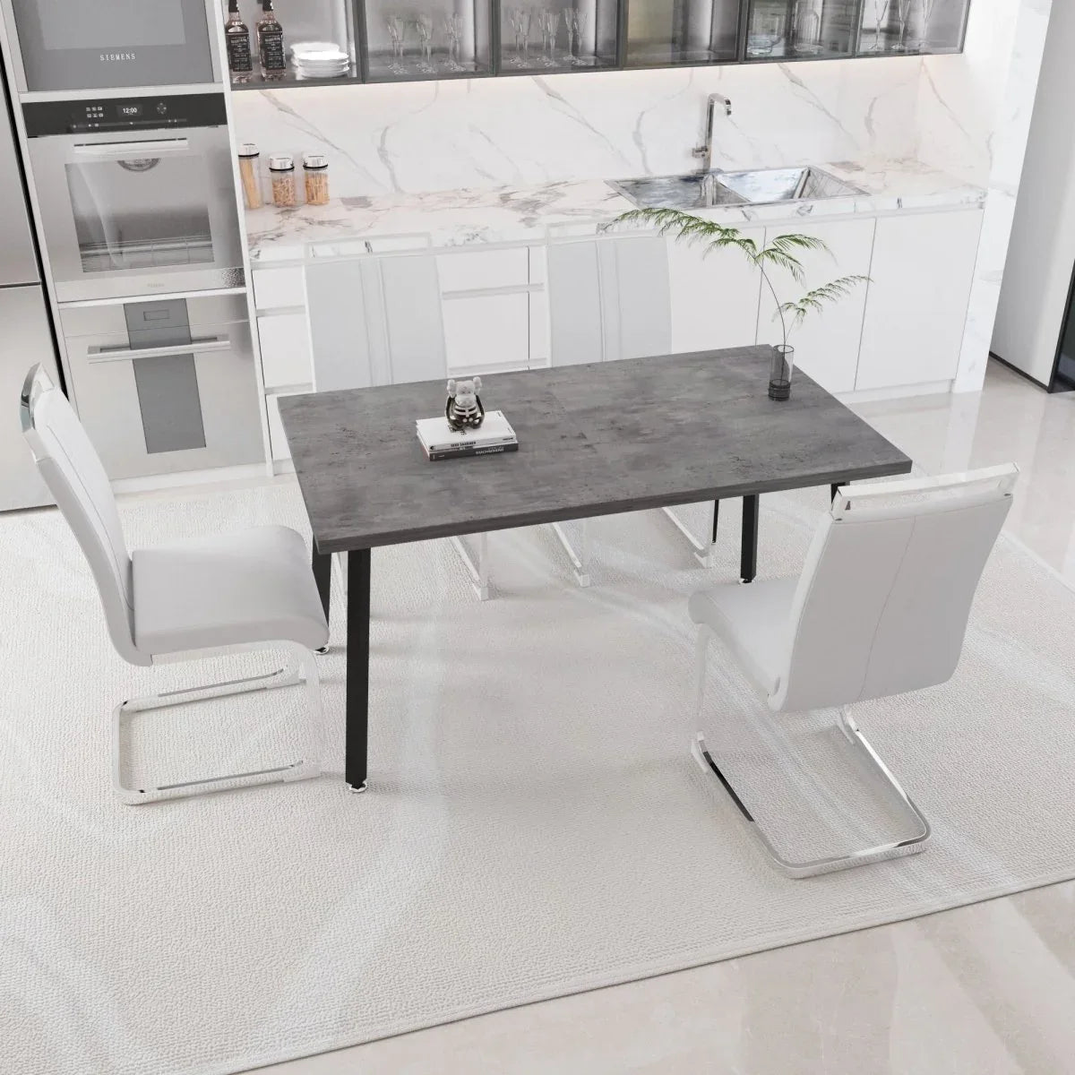 Expandable Modern Square Dining Table Set With Four Chairs - Omega Lifestyles