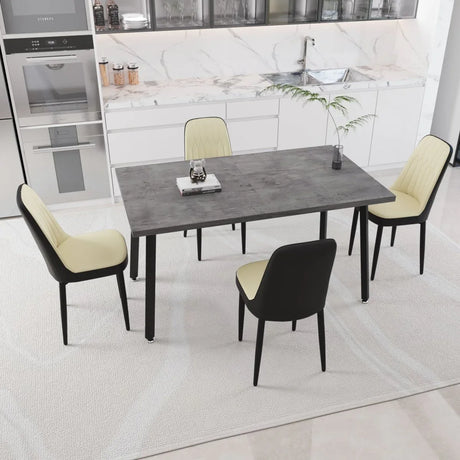 Expandable Rectangular Dining Table With Four PU Chairs - Omega Lifestyles