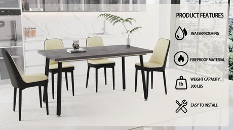 Expandable Rectangular Dining Table With Four PU Chairs - Omega Lifestyles
