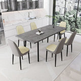 Expandable Rectangular MDF Dining Table With 6 PU Chairs - Omega Lifestyles