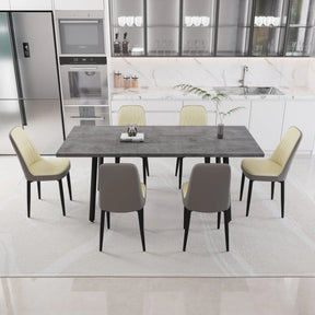 Expandable Rectangular MDF Dining Table With 6 PU Chairs - Omega Lifestyles