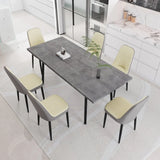 Expandable Rectangular MDF Dining Table With 6 PU Chairs - Omega Lifestyles