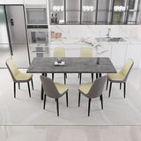 Expandable Rectangular MDF Dining Table With 6 PU Chairs - Omega Lifestyles