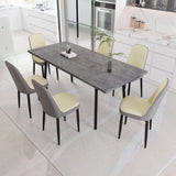 Expandable Rectangular MDF Dining Table With 6 PU Chairs - Omega Lifestyles
