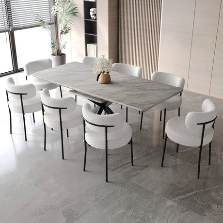Extendable MDF Dining Table With 8 Upholstered Chairs - Omega Lifestyles