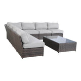 Extra - Wide Wicker Outdoor Seating Set With Cushions And Glass Table - Serenova - Omega Lifestyles