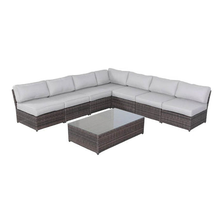 Extra - Wide Wicker Outdoor Seating Set With Cushions And Glass Table - Serenova - Omega Lifestyles