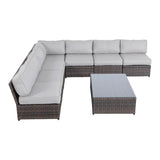 Extra - Wide Wicker Outdoor Seating Set With Cushions And Glass Table - Serenova - Omega Lifestyles