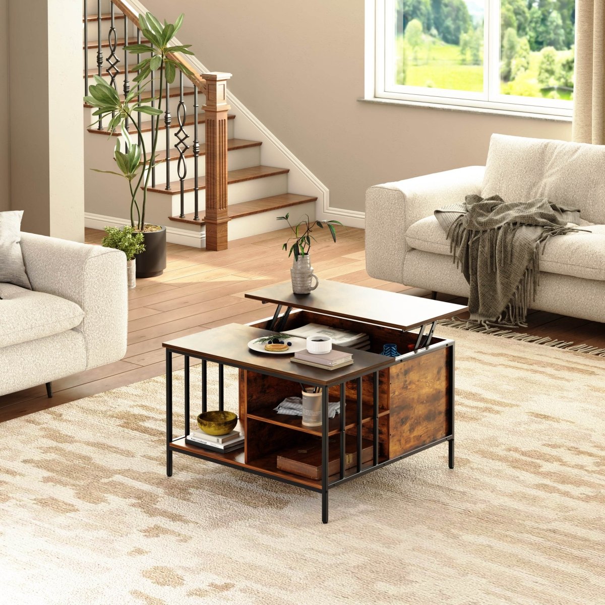 Farmhouse Lift - Top Coffee Table With Storage - Serenova - Omega Lifestyles