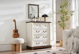 Farmhouse Style 5-Drawer Walnut MDF Dresser Chest - Sleep Galleria