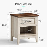 Farmhouse Wood Nightstand With Type-C Charging Station - Omega Lifestyles