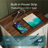Farmhouse Wood Nightstand With Type-C Charging Station - Omega Lifestyles