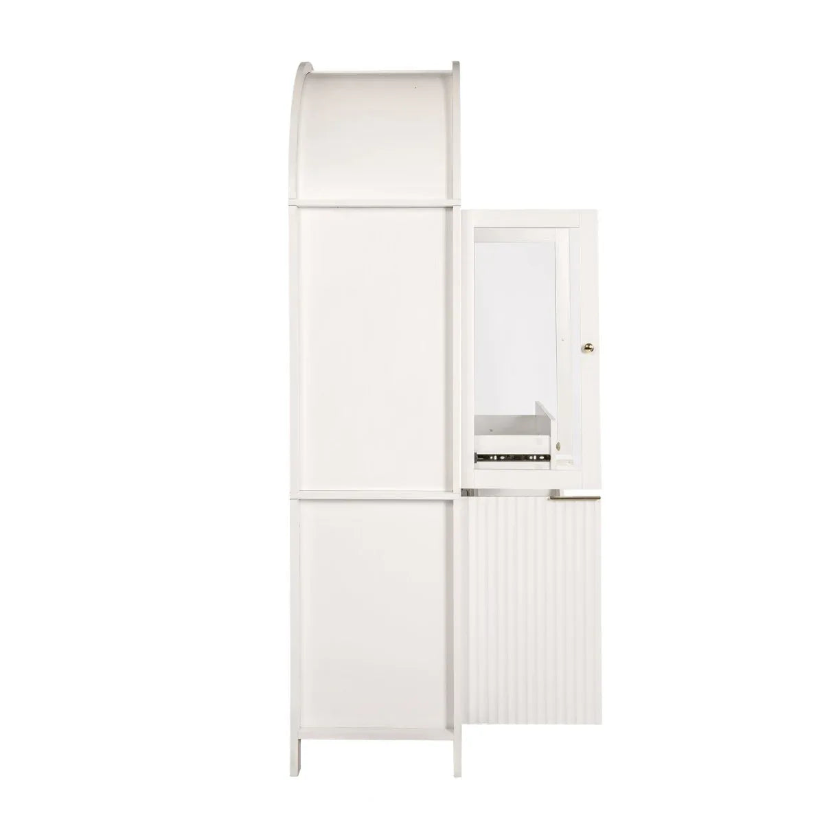 Fluted Tall Arched White MDF Pantry Cabinet - Omega Lifestyles