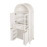 Fluted Tall Arched White MDF Pantry Cabinet - Omega Lifestyles