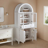 Fluted Tall Arched White MDF Pantry Cabinet - Omega Lifestyles